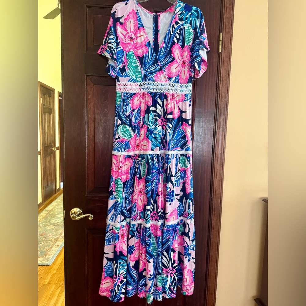 Lilly Pulitzer Maribella size 8 Maxi Sugar Mambo tiered long dress